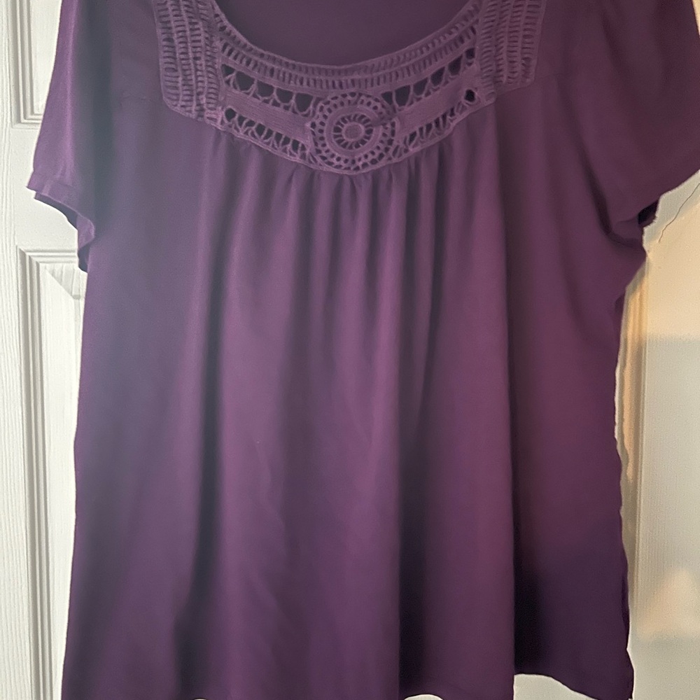 Purple Crochet Detail Women's Top